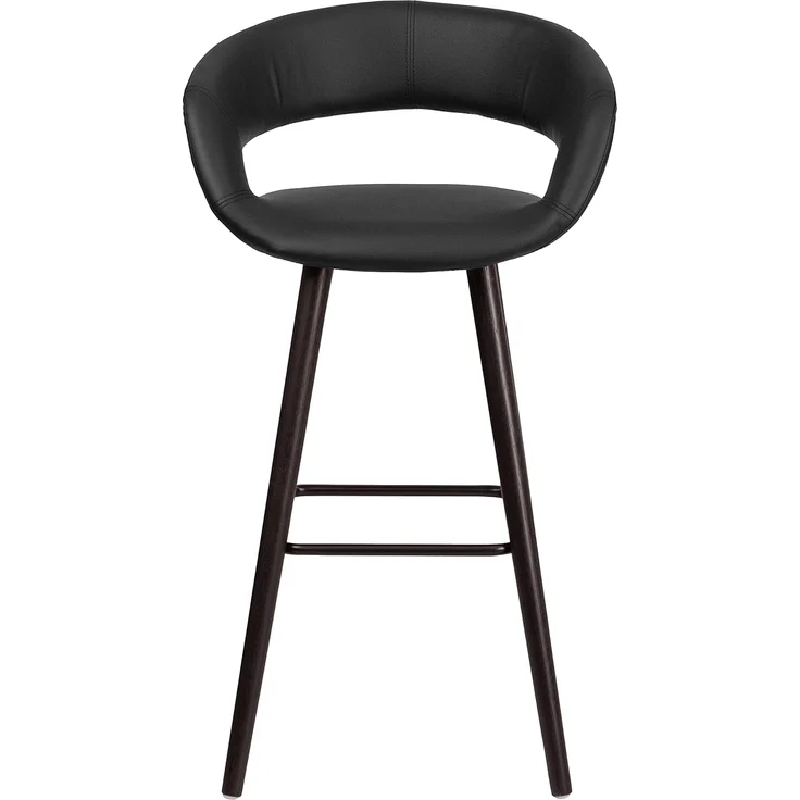 Flash Furniture Brynn Series Barhocker aus Cappuccino-Holz, 73 cm, Schwarz, Vinyl, 2 Stück – Bild 4