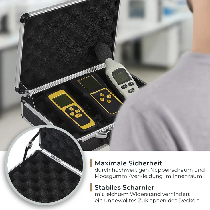 HMF Aufbewahrungsbox Transportkoffer mit Noppenschaumstoff im Deckel und Boden, Universalkoffer mit Zahlenschloss, 31 x 26 x 11 cm – Bild 3