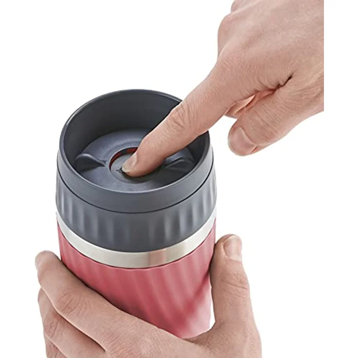 EMSA 'Travel Mug Easy Twist' Isolierbecher, Edelstahl/Silikon, koralle, 360 ml – Bild 6