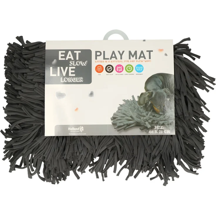 Eat Slow Live Longer Anti-Schlingmatte anthrazit, Maße: 44 x 28 cm – Bild 1