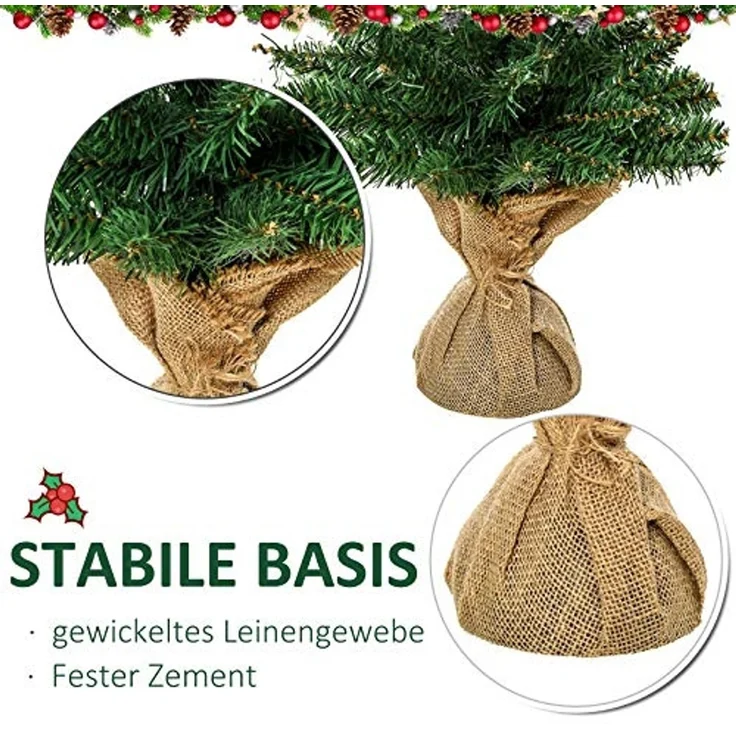 HOMCOM Künstlicher Weihnachtsbaum Mini Weihnachtsbaum mit künstlichem Schnee, mit Zementständer, Kunsttanne, 44 x 60 cm (BxH), grün – Bild 5