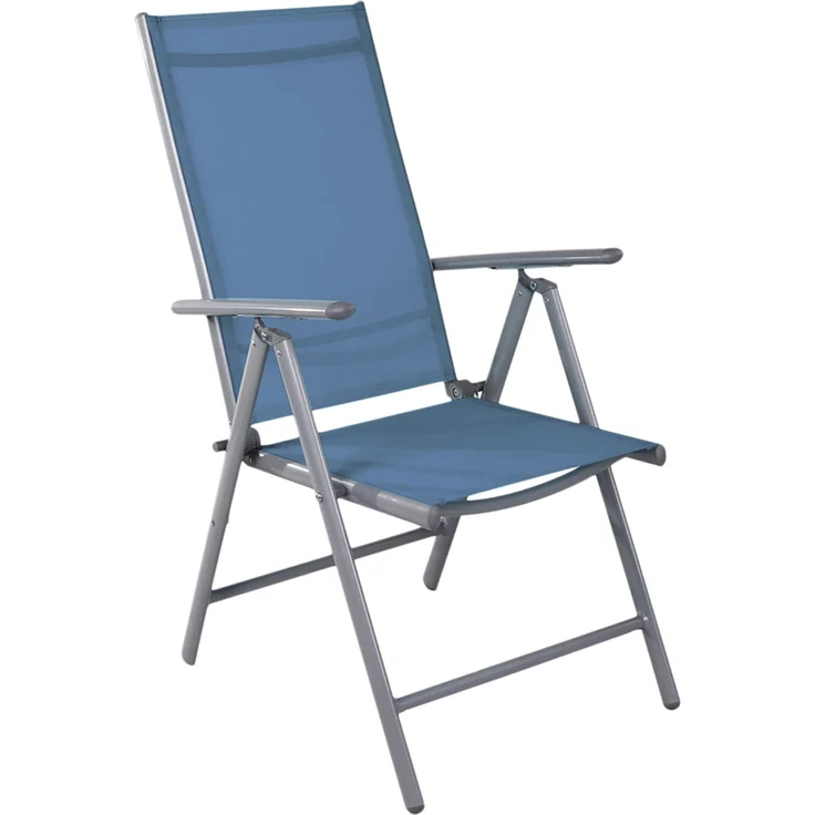 Garten Klappstuhl Outdoorstuhl Aluminium - Textilen Silbergrau/Petrol – Bild 3