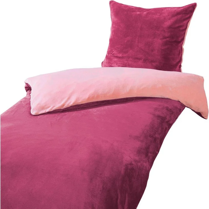 heimtexland Bettwäsche kuschelige Winter Wende-Bettwäsche Cashmere Touch, Microfaser, Kopfkissen 80x80 I Bettdecke 135x200 I malve – Bild 2