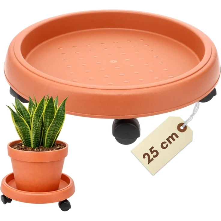 Pflanzenroller Rund Rollbrett Pflanzen Untersetzer Blumenroller Outdoor Pflanzenuntersetzer Blumentopf Untersetzer mit Rollen Pflanzenroller Rund 25 cm – Bild 1