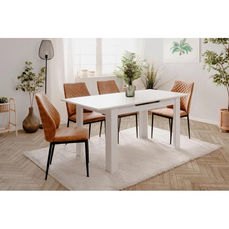 Kulissentisch >Birmingham< ausziehbar bis 165cm, in Weiß - 125/165x75x80cm (BxHxT) – Bild 4