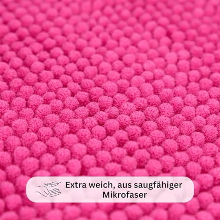 WohnDirect Badematte 45x45 cm | Pink - rutschfest & Waschbar - Badezimmerteppich zum Set kombinierbar, Badvorleger, WC Garnitur, Badteppich – Bild 7