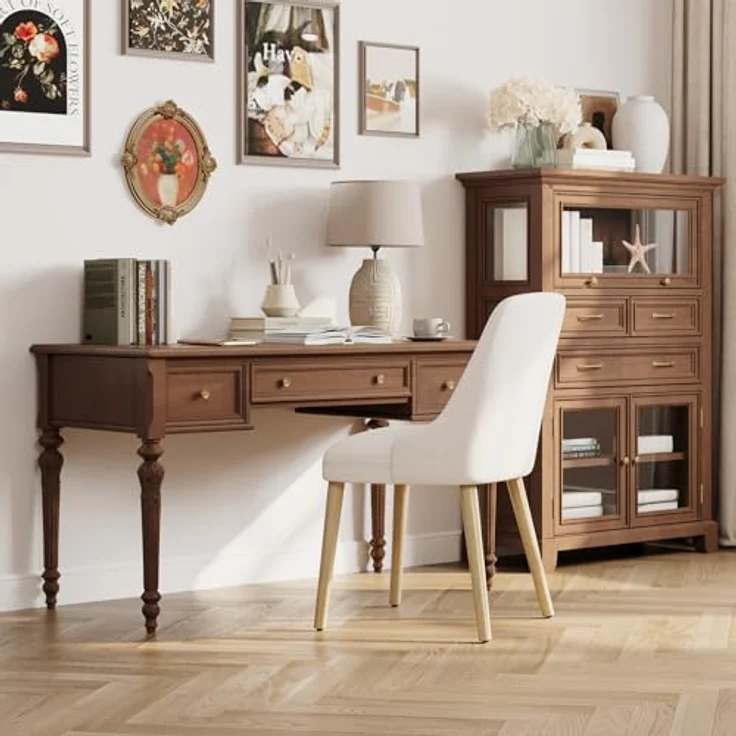 COLAMY Esszimmerstühle 6er Set, Gepolsterter Stuhl mit Holzbeinen, Hohe Rückenlehne für Esszimmer/Restaurant/Café, Beige – Bild 7