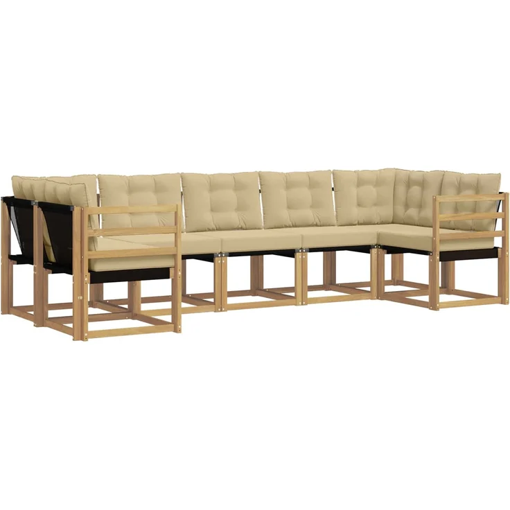 vidaXL Outdoor-Sofagarnitur 7 stk. 7-Sitzer Weiß und Beige 3389827 – Bild 2