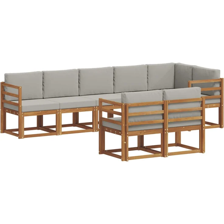 vidaXL Outdoor-Sofagarnitur 8 stk. 8-Sitzer Natur und Hellgrau 3366554 – Bild 2