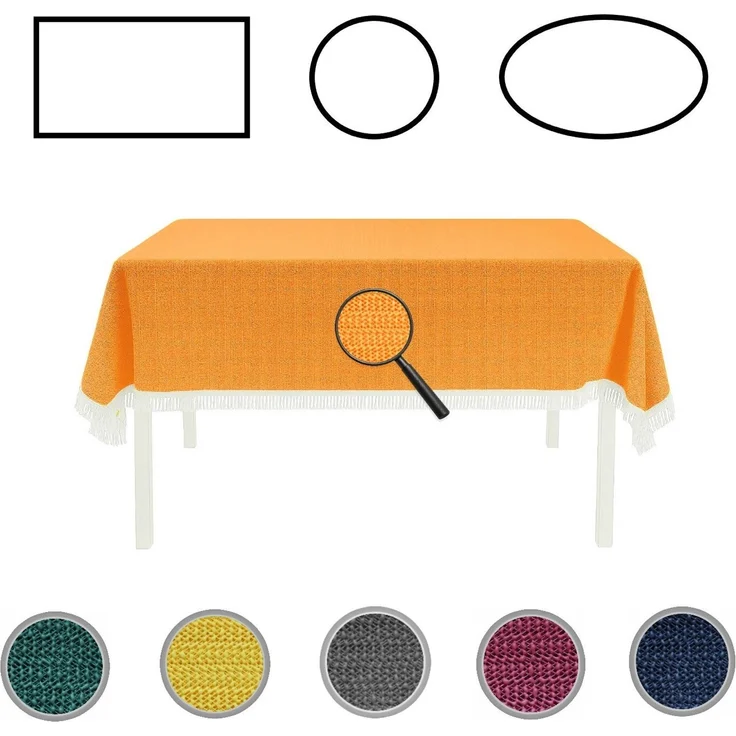 Gartentischdecke mit Fransen 130x180 cm eckig orange – Bild 1