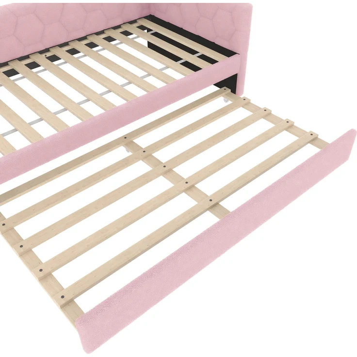 Schlafsofa mit Bettfunktion, Gästebett und Lattenrost, 90x200 cm, Polsterbett, Einzelbett, Jugendbett, Bezug aus Vlies – Bild 9