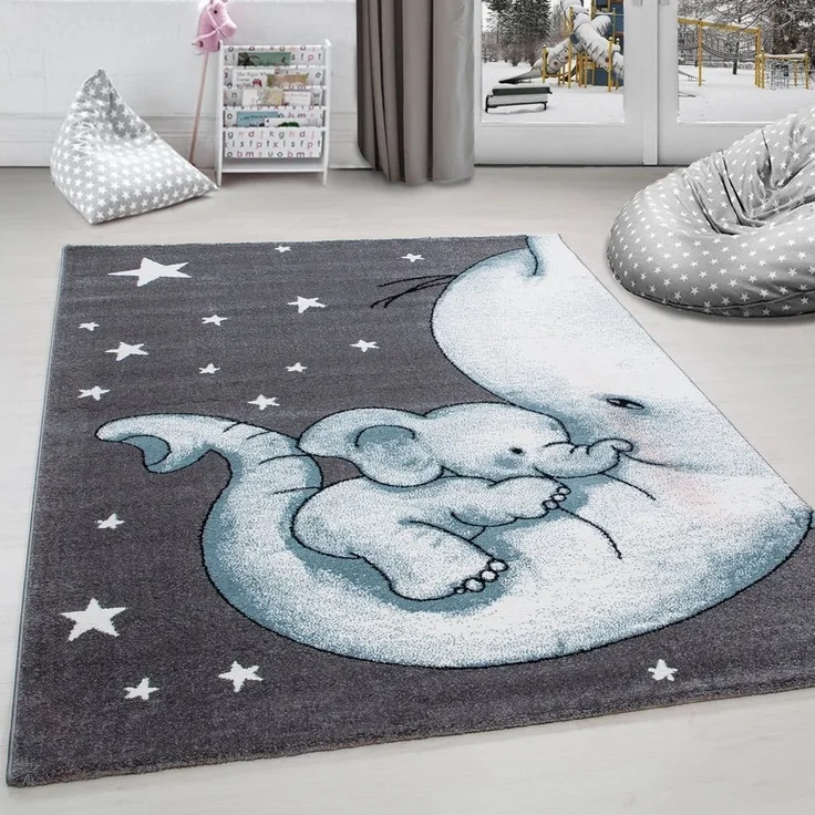 Carpettex Kinderteppich Elefant-Design, Läufer, Höhe: 11 mm, Kinderteppich Elefant-Design Baby Teppich Kinderzimmer Pflegeleicht