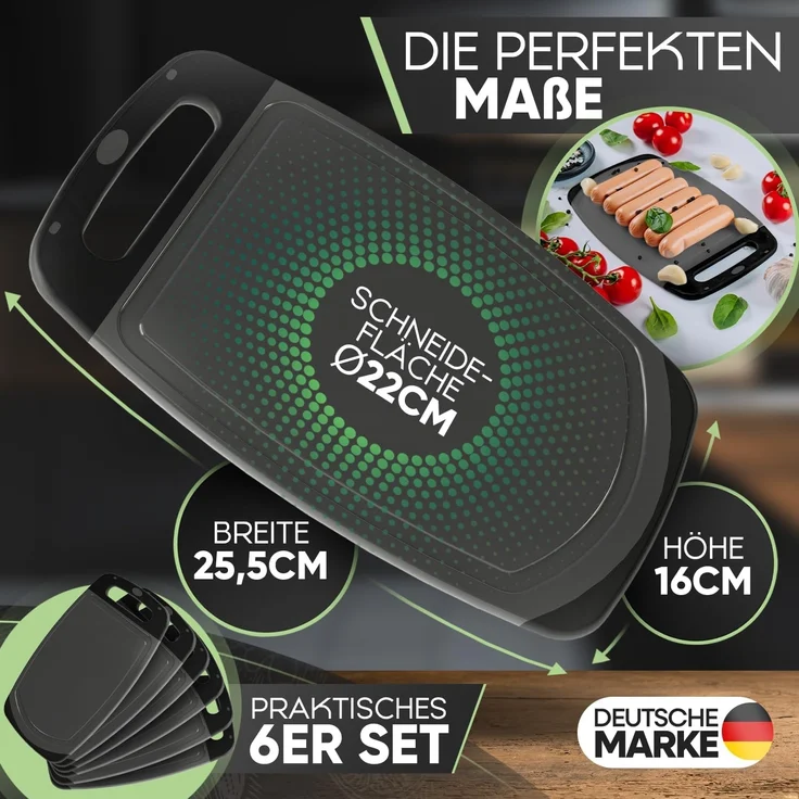 Loco Bird Frühstücksbrett Schneidebrett Kunststoff BPA freie - Brettchen 25x16cm, Cutting Board, (Hygienisches Brett für die Küche, 6-St, Vielseitiges Schneidbrett), Frühstücksbrettchen Spülmaschinenfest – Bild 2