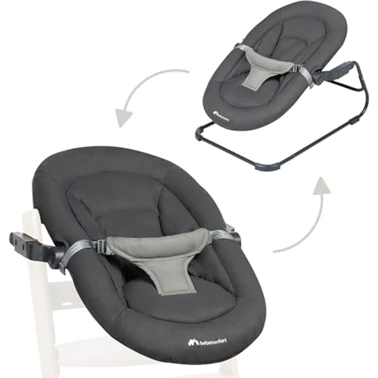 Bebeconfort Timba Baby, 2-in-1 Babywippe und Hochstuhlaufsatz, gepolsterter Sitz in Tinted Graphite, für Neugeborene bis 9 kg – Bild 1