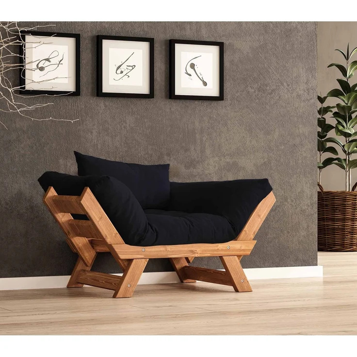 Skye Decor 'CPT8159-140' Garten-Sessel, Teak / Schwarz, 108-140 x 75 cm – Bild 1