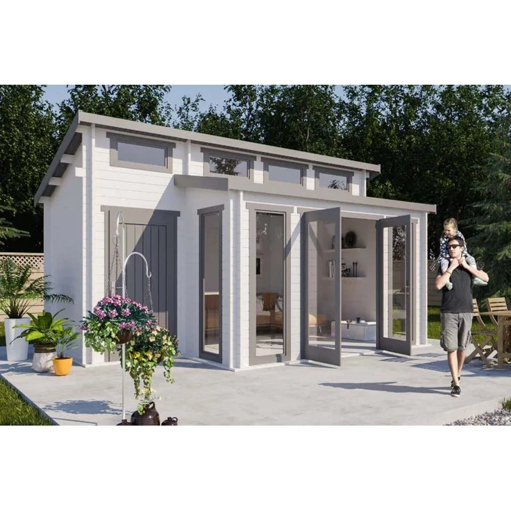 Alpholz Gartenhaus Lausitz ISO mit Anbau Gartenhaus aus Holz Holzhaus mit 70 mm Wandstärke Blockbohlenhaus mit Montagematerial – Bild 2