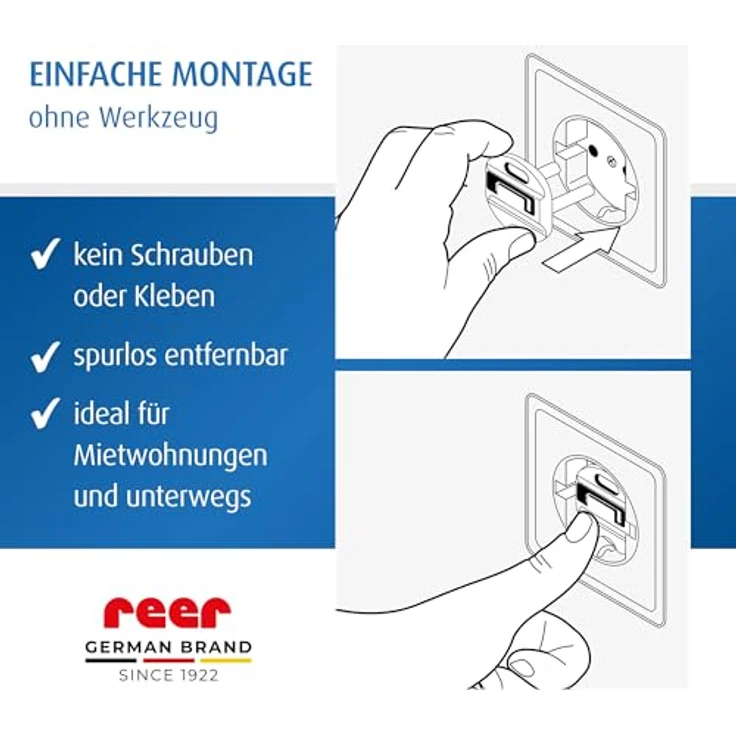 reer Steckdosen-Kappe mit Schlüssel, 6+1 Stück, weiß, das Original vom Erfinder des Steckdosen-Schutz – Bild 6