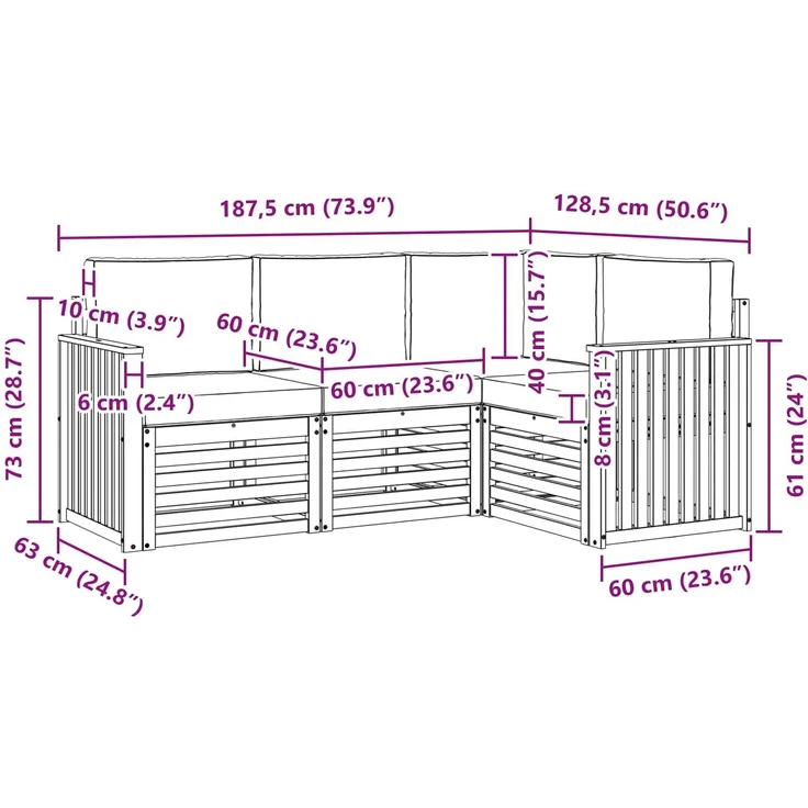 vidaXL Outdoor-Sofagarnitur 4 Stk. Weiß und Creme Polyester 3391750 – Bild 7
