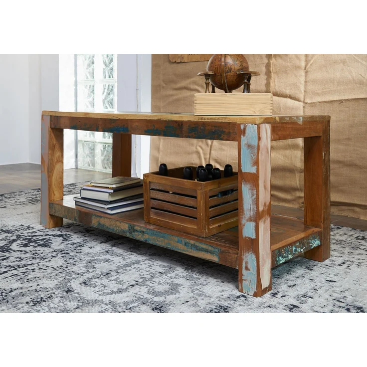 Couchtisch Altholz 110x45x50 mehrfarbig lackiert NATURE OF SPIRIT #107 – Bild 4