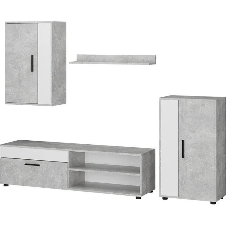 Wohnwand Berno Beton 4er Set Vicco