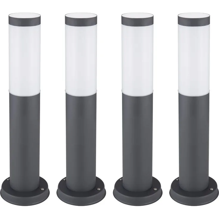 4er Set Sockelleuchte, Edelstahl anthrazit, Höhe 45 cm