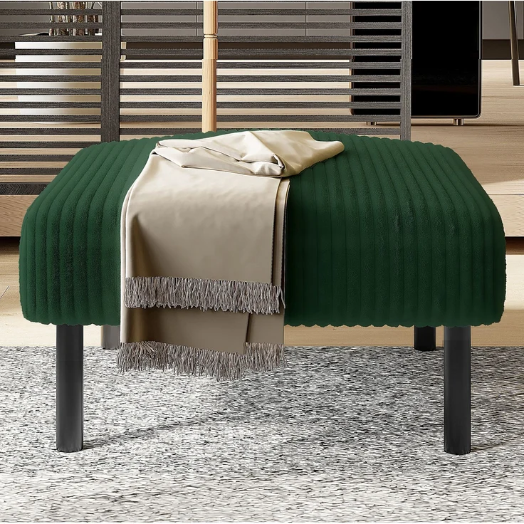 DESVIAE Hocker gepolstert 56x51x39 cm aus Cordstoff Smaragd mit Metallgestell – Bild 2