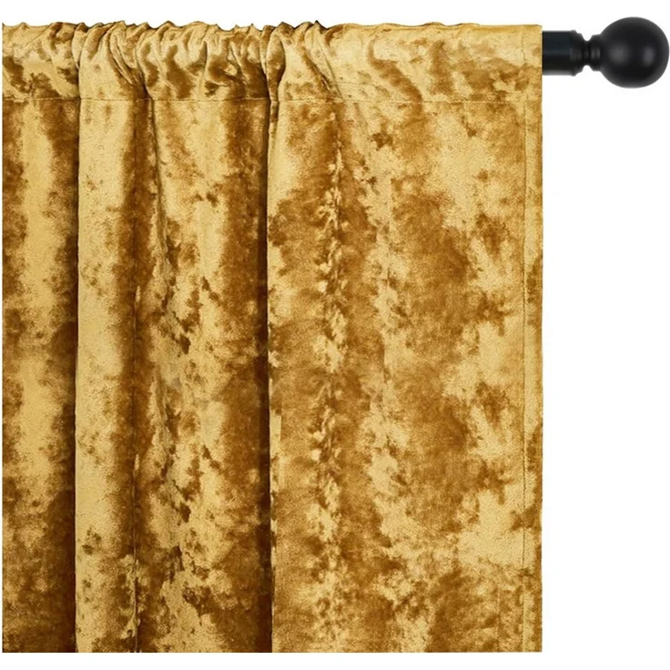 SERBASIC Gardine Samtvorhang 2er set, Velvet Samt Curtains (2 St), Stangendurchzug, abdunkelnd, für Wohnzimmer Schlafzimmer – Bild 2