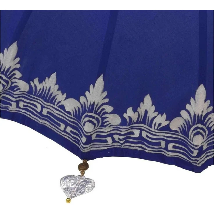 Oriental Galerie Sonnenschirm Balkon Bali-Sonnenschirm 130 Ø cm Blau Silber – Bild 3