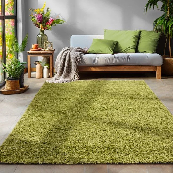 SIMPEX24 Teppich Unicolor - Einfarbig, Rechteckig, Höhe: 30 mm, Einfarbig Shaggy Teppich Wohnzimmer Langflor Versch. Farben und Größen – Bild 4