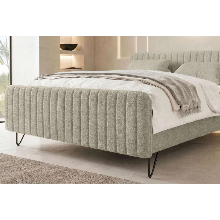 Boxspringbett Aurelio - Boucle-Stoff - creme - 160x200 cm – Bild 6