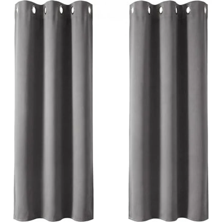 Deconovo Vorhänge Blickdicht Verdunkelunsgardine mit Ösen Thermovorhang Kälteschutz Thermogardine Hitzeschutz Dicke Thermovorhang, 138x107 cm(HöhexBreite) Hellgrau, 2er Set – Bild 2