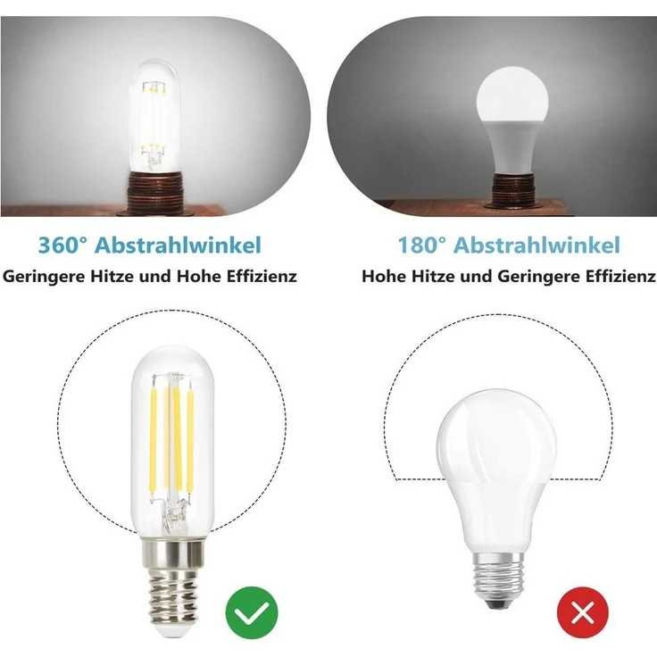 Nettlife LED-Leuchtmittel E14 4W Vintage Birnen Kaltweiß LED Glühbirnen T25 Lampe 6000K, E14, 4 St, Kaltweiß – Bild 2