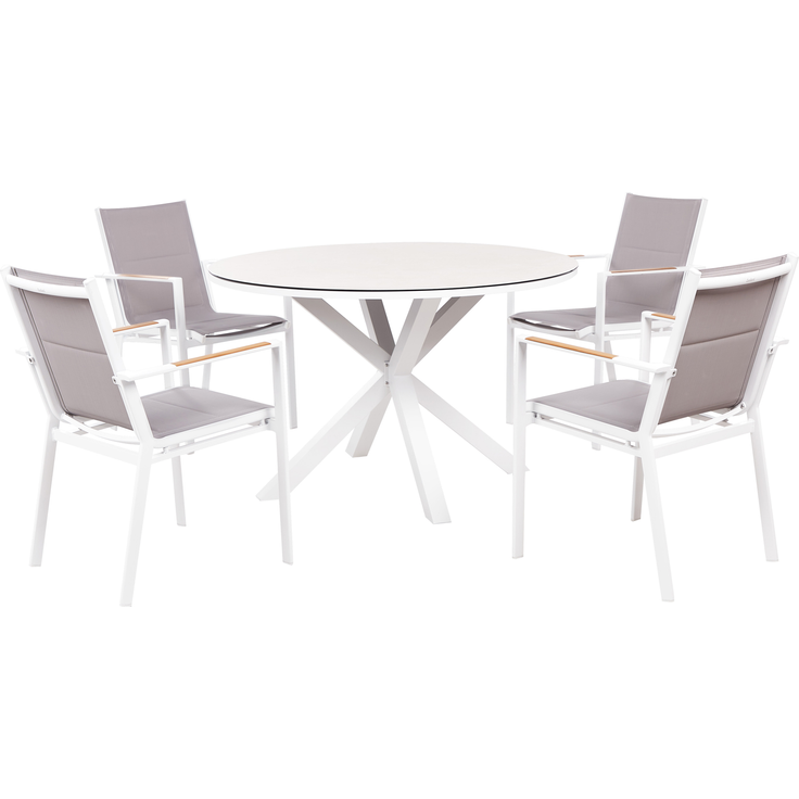 Gartentisch Set MALETTO BUSSETO Metall 120x120x75 cm Grau