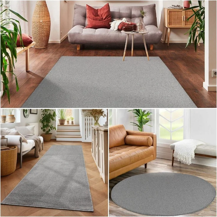 Carpettex Veloursteppich Unicolor - Einfarbig, Rund, Höhe: 11 mm, Einfarbig Kurzflor Teppich Wohnzimmer verschiedene farben und größen – Bild 2