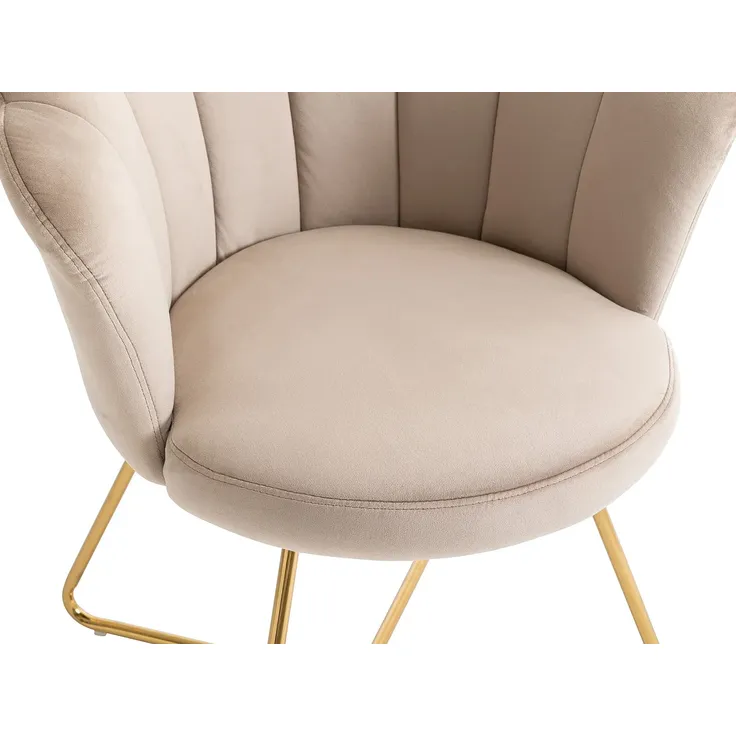 Vente-unique - FIORI Stuhl SamtStoff Beige - B 64 cm x H 85,5 cm x L 69 cm – Bild 4