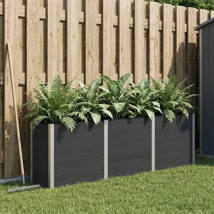 vidaXL Hochbeet Schwarz 300 x 50 x 91 cm WPC und Aluminium 42038993 – Bild 1