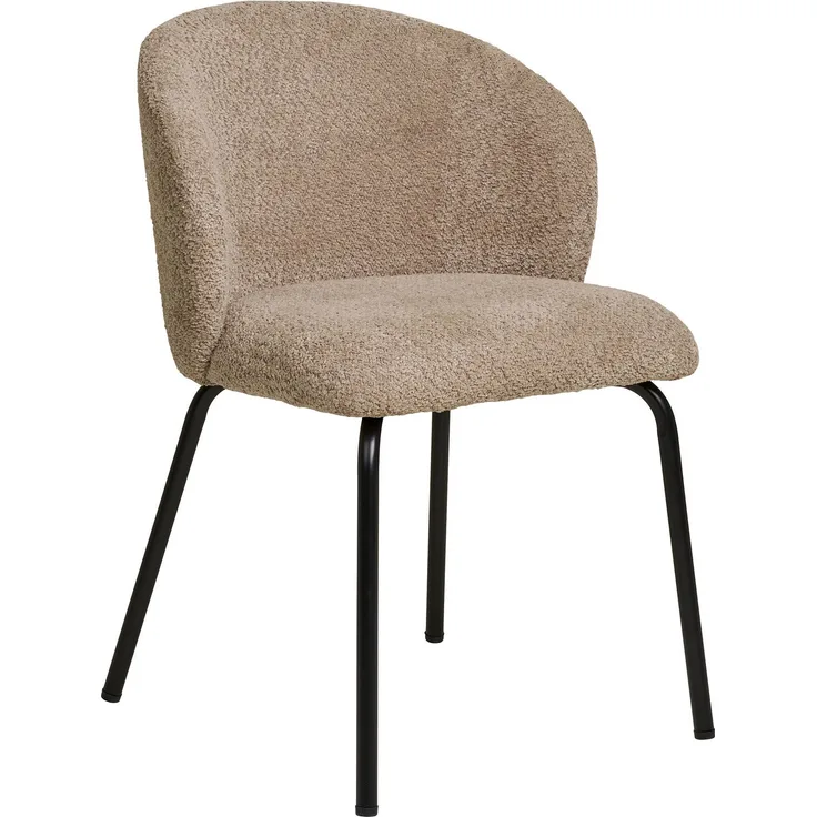 House Nordic Esszimmerstuhl, Bouclé, beige, schwarze Beine, HN1266 - 2er set