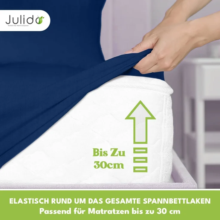 Jersey Spannbettlaken 140-160x200 100% Baumwolle weich bügelfrei komfort Marine – Bild 3