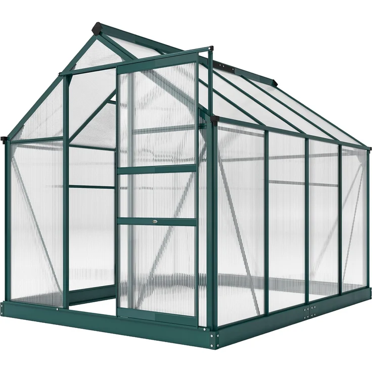 MELAYR, Gewächshaus, Treibhaus, mit Dachfenster, Schiebetür, transparent, 190 x 252 x 201 cm, Grün – Bild 2