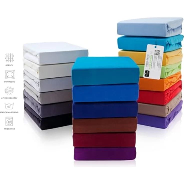 Hometex Premium Textiles Spannbettlaken Premium Boxspringbett Spannbetttuch ideal für Wasserbett und Matratzen, Jersey, Gummizug: Rundumgummizug, Spannbettlaken Premium Qualität 190 g/m², Gekämmte Baumwolle – Bild 2