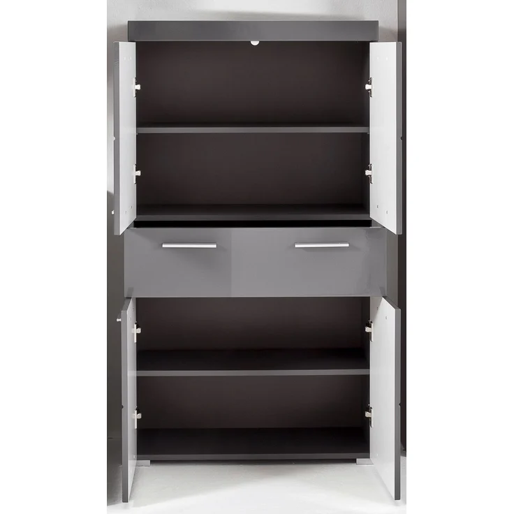 Trendteam 'Amanda' Midischrank, Holz, 132 x 31 x 73 cm, Grau Hochglanz – Bild 5