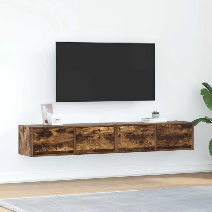 2 pcs TV-Schrank, Lowboard Räuchereiche 80x31x25,5 cm Holzwerkstoff