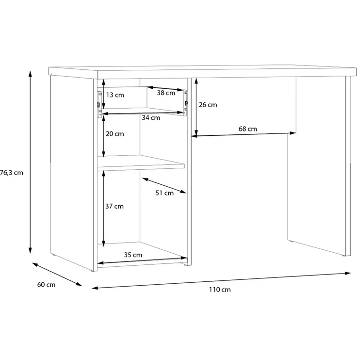 Schreibtisch >WINNIE> Sonoma Eiche Dekor / weiss - 110x76,3x60cm B/H/T – Bild 6