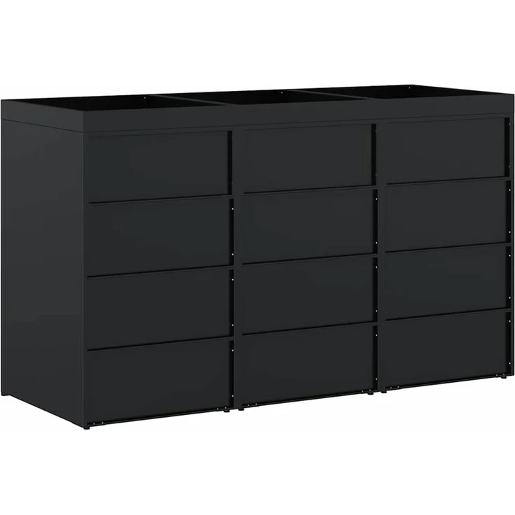 vidaXL Wagenmüllbehälter für 3 Behälter Schwarz 204 x 77,5 x 121,5 cm 3394739 – Bild 9