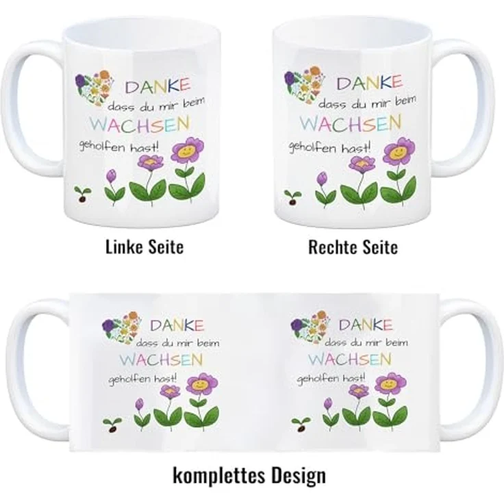 speecheese Tasse Danke dass du mir beim Wachsen geholfen hast Kaffeebecher – Bild 4