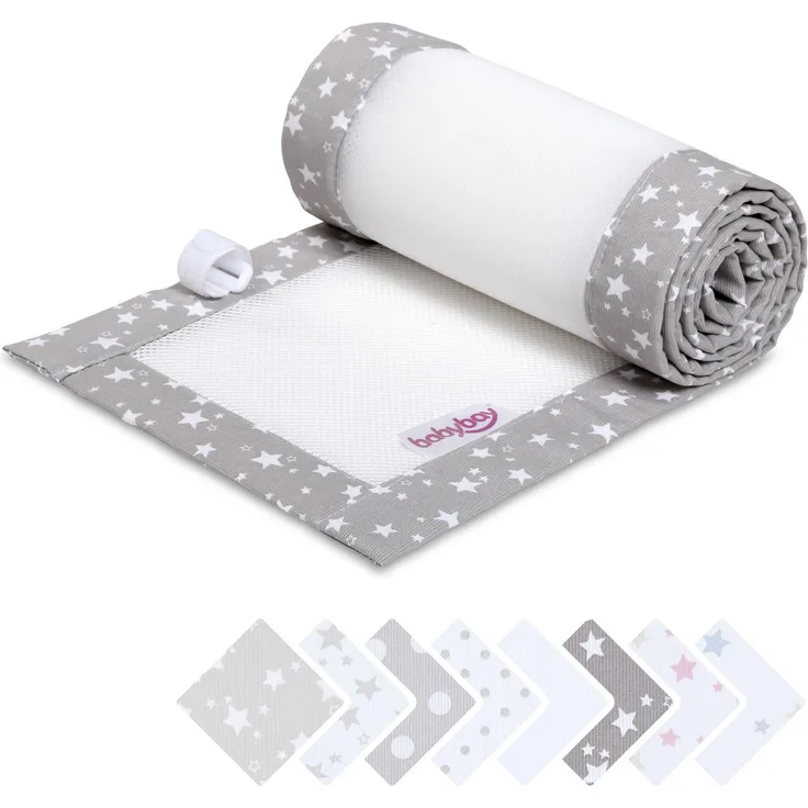 babybay Nestchen 3D Mesh-Piqué passend für Modell Original, perlgrau Sterne weiß