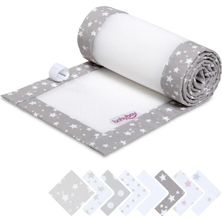 babybay Nestchen 3D Mesh-Piqué passend für Modell Original, perlgrau Sterne weiß