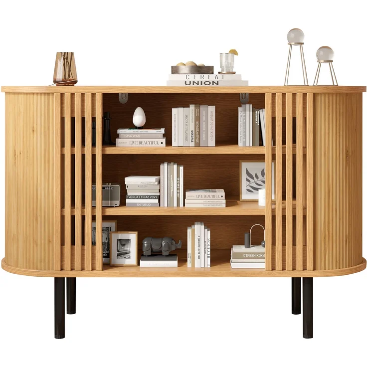 ZUBALIYA Sideboard 120x40x80 cm, aus MDF / Spanplatte, Natur – Bild 10