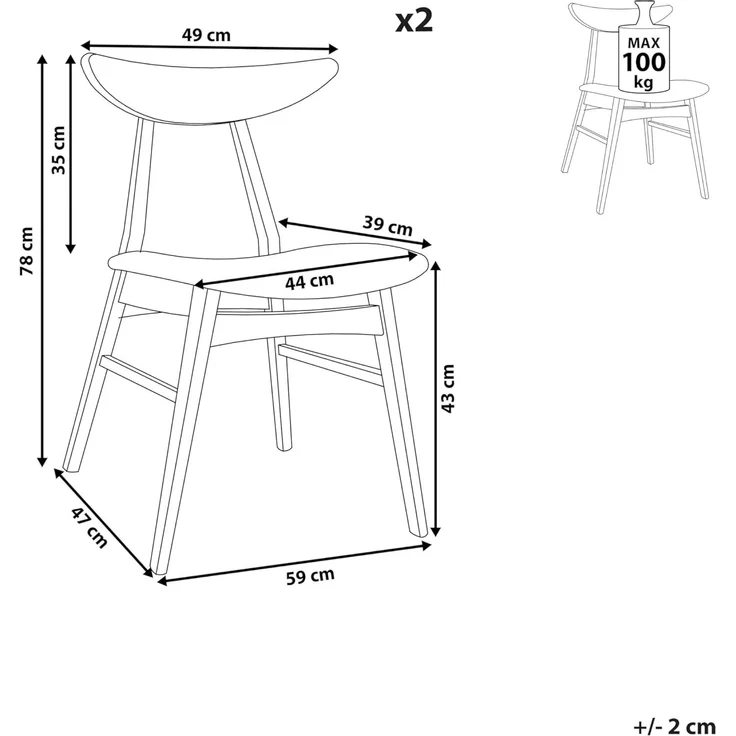 Esszimmerstuhl dunkelgrau 2er Set LYNN – Bild 3
