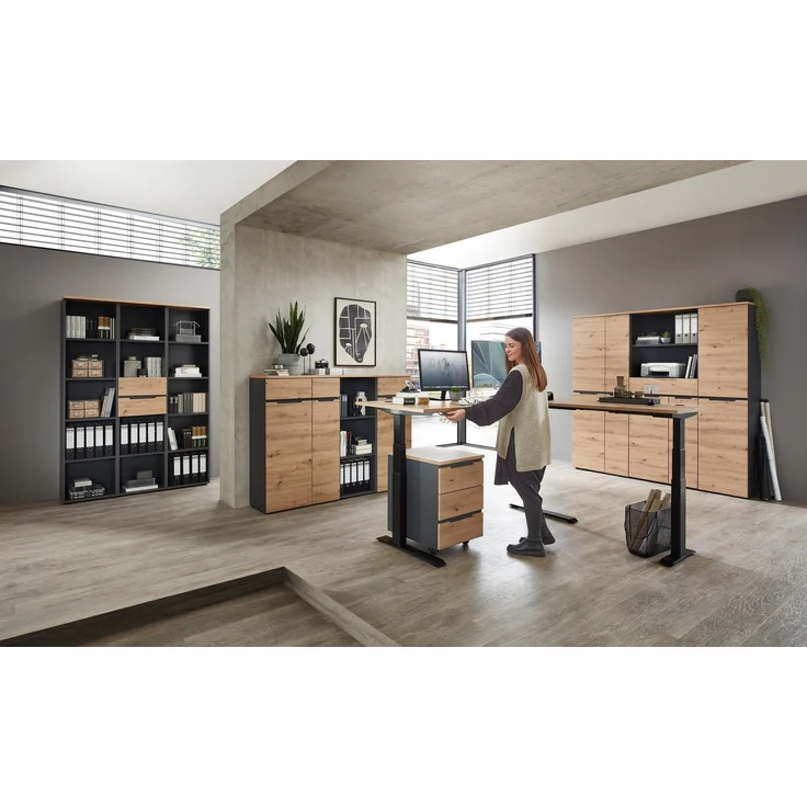 Komplettbüro MEMPHIS I 11-teilig Front Artisan Eiche Korpus Graphit – Bild 5